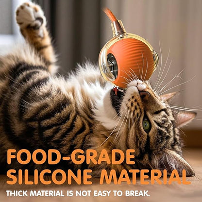Rocfish Durable Interactive Cat Toys for Indoor Cats, Smart Automatic Cat Chase Ball Toy, Upgraded Speedy Tail Kitten Toy for Bored Indoor Adult Pets (Orange)