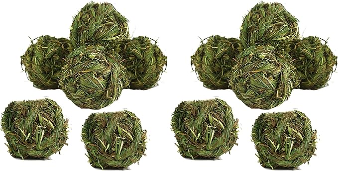 Rabbit Chew Ball Timothy Grass Grinding Small Animal Activity Play Chew Toys for Bunny Rabbits Hamster Guinea Pigs Gerbils (Pack of 2)