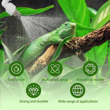 Reptile Terrariums Misting Accessories kit, Adjustable Dual-Head Reptile Mister Nozzles, with 16ft 1/4 inch Tube, White