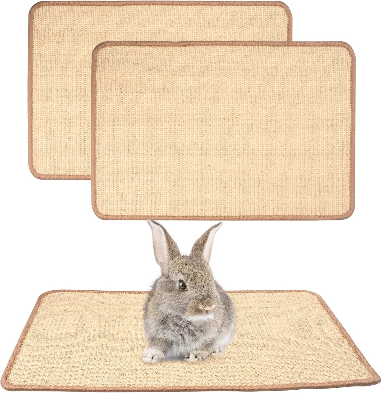 Uranshin Rabbit Scratching Pad,Natural Sisal Bunny Scratch Pad, Rabbit Kitten Cat Scratching Mats for Cages Chew Toys for Bunny Pet Cage Claws and Teeth Care for for Biting Sleeping Bedding Nesting