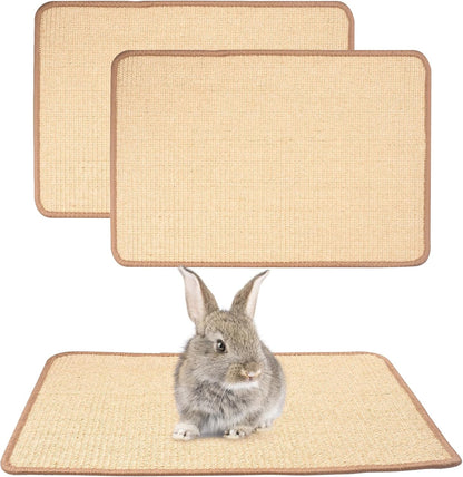 Uranshin Rabbit Scratching Pad,Natural Sisal Bunny Scratch Pad, Rabbit Kitten Cat Scratching Mats for Cages Chew Toys for Bunny Pet Cage Claws and Teeth Care for for Biting Sleeping Bedding Nesting