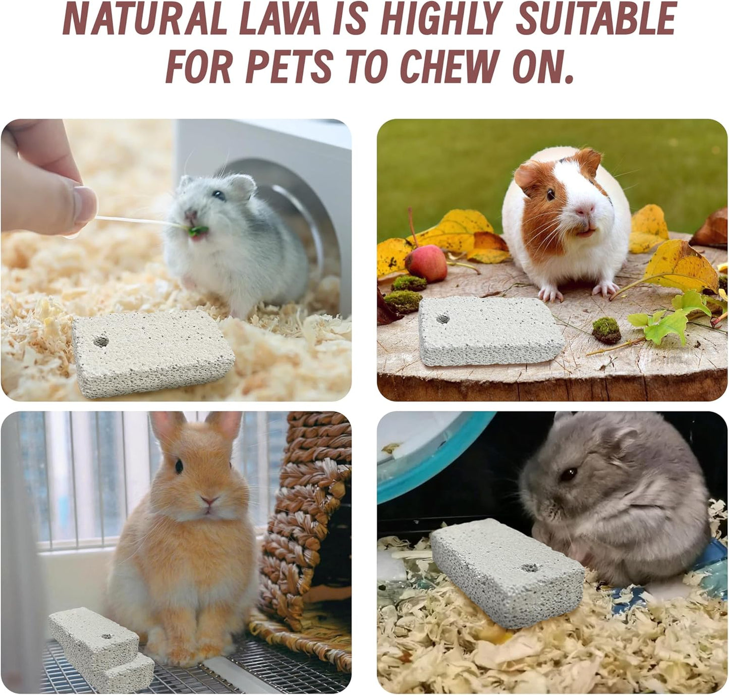 18 Pcs Small Animal Pet Lava Bites Chews Toy Mineral Calcium Stone Bunny Teeth Grinding Block for Hamster Chinchilla Rabbit Squirrel Rat Parrot Guinea Pig