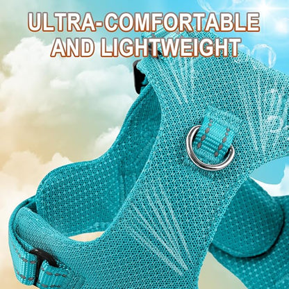 Dog Harness Step in Dog Vest Harness, Reflective Adjustable Puppy No Pull Harness Breathable Soft for Small and Medium Dogs Cats, Ocean Blue, XS