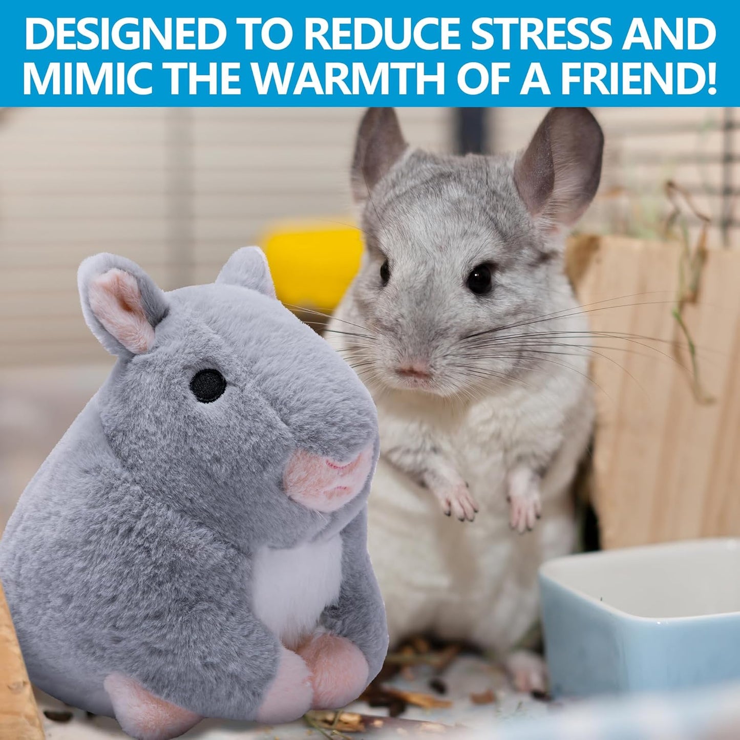 7" x 5.5" x 7.5" Chinchilla Plush Toys for Guinea Pigs, Hamsters, Ferrets, Soft Grey Chinchilla Stuffed Animal Toy, Chinchillas Pet Companion Doll Gifts for Hedgehogs, Small Animal Relieve Loneliness