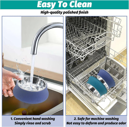 kathson 2PCS Stainless Steel Dog Bowls Set Removable no tip Puppy Food and Water Feeder Bowl Basic Metal Small Dog Bowls for Dogs Cats Rabbit Guinea Pigs Ferret