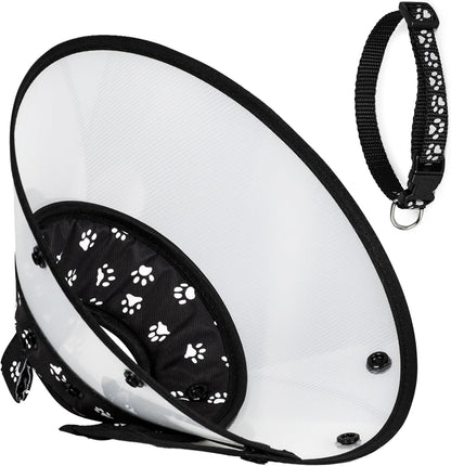 Cat Recovery Cone Kit Post Surgical Soft Pet Vest, Collar, and Non-Irritating Protection Cone for Cats - Comfortable Injury Care Solution (Black, S)