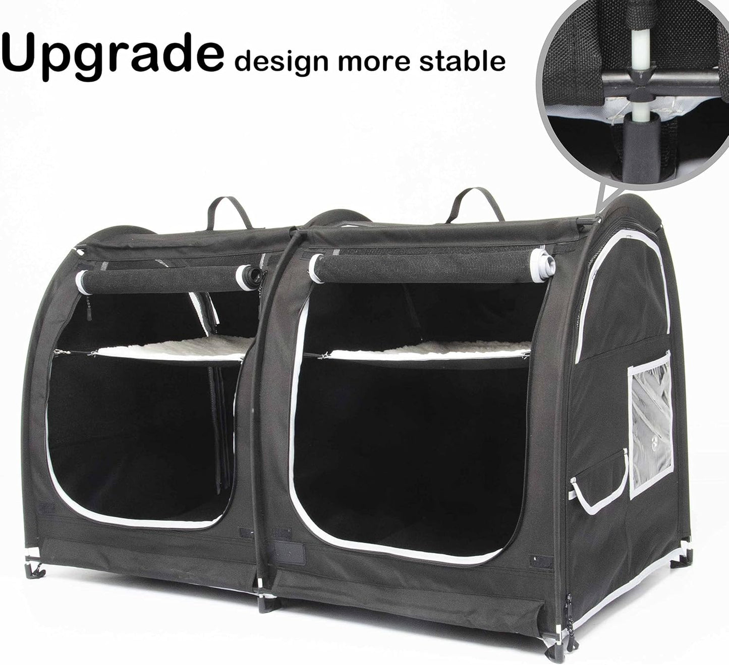 Mispace Portable 2 Pet Carriers for Cats Collapsible Cat Condo for Car Travel Pet Kennel Show Cages with Portable Carry Bag Hammocks Mats and Litter Box