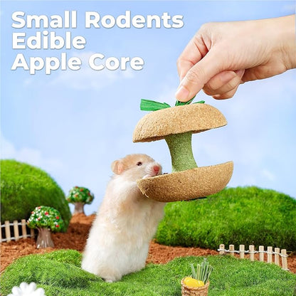 mini&moe Hamster Chew Toys for Teeth - Guinea Pig Chew Toys for Teeth Food Chews Treats Hamster Cage Accessories for Rabbit, Bunny, Chinchilla, Rat and Small Animal 3.1in Apple Core Shaped