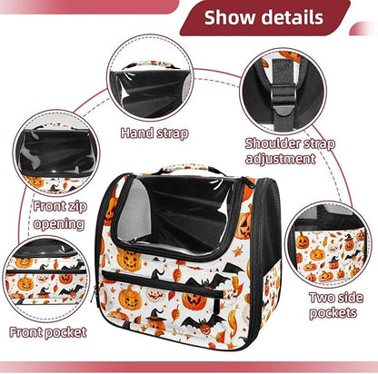 Pumpkin Helloween15 Pet Travel Carrier | Ventilated Comfortable Design with Safety Features | Ideal for Small to Medium Sized Pets Cats, Dogs etc