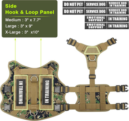 WINSEE Service Dog Vest Harness for Medium Dog, Tactical Working MOLLE Vest with 10 Pet Patches, No Pull Heavy Duty Harness for Training Walking