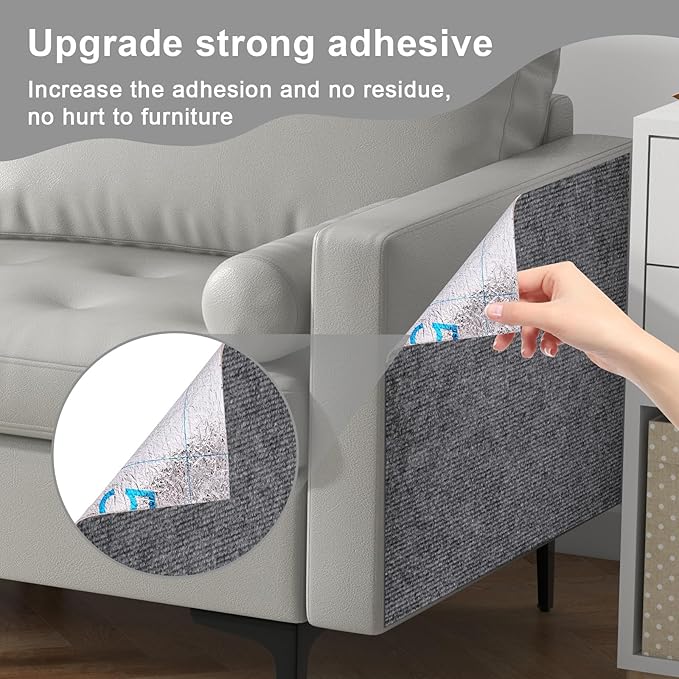 Upgrade Cat Scratch Furniture Protector, Trimmable Adhesive Couch Corner Scratcher Protector from Claws, DIY Cat Proof Sofa Cover Anti-Scratch Furniture Guards for Indoor (LightGray, 78.7 * 15.8)