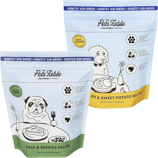 The Pets Table Mixed Grain Free and Grain Inclusive, Air Dried Dog Food 2 Pack - Beef & Berries + Chicken & Sweet Potato, 48 Ounce (Pack of 2)