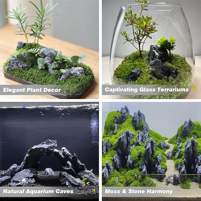 Unocho Seiryu Stone Aquarium Rocks 40LB Natural Fish Tank Rocks for Aquascaping Garden Landscaping Decoration Paludarium Amphibian Enclosures(3–12 Inches)