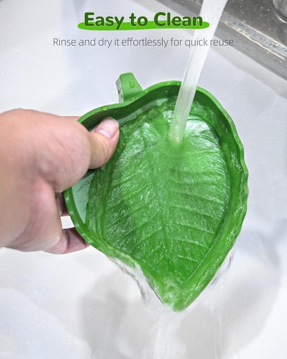 Pawfly 4 Pcs Leaf Reptile Water Dish, Reptile Water Bowl, Tortoise Habitat Accessories, Bearded Dragon Water Bowl, Pet Food Feeding Plate for Turtle Small Snake Lizard, 2 Sizes