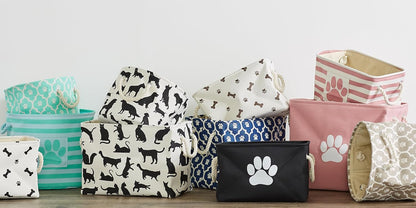 Bone Dry Pet Storage Collection Paw and Bone Print, Medium Rectangle, 16x10x12, Gray