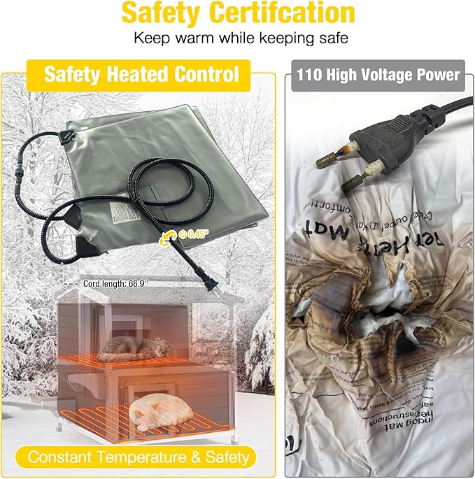 Aivituvin Heated Outdoor Cat House for Outside Insulated Feral Cat Shelter Weatherproof with Heated and Insulated Liner 2 Story（Brown）