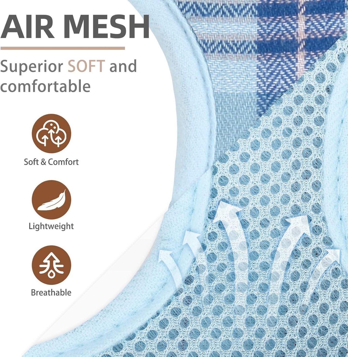 PUPTECK Adjustable Dog Harness Collar and Leash Set Step in No Pull Pet Harness for Small Medium Dogs Puppy and Cats Outdoor Walking Running, Soft Mesh Padded Reflective Vest Harnesses, Blue XXS