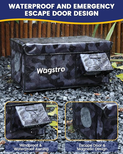 Heated Cat House for Outside, Waterproof Awning & Escape Door Heated Cat Houses for Indoor/Outdoor Cats in Winter, Elevated & Insulated Outdoor Cat Shelter for Feral Cat