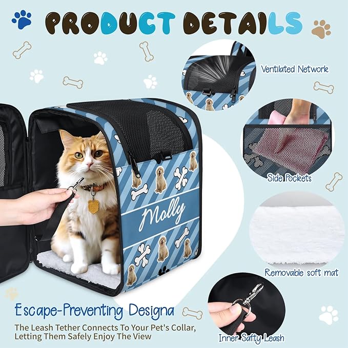 Cat Backpack Carrier-Customizable, Breathable Pet Carrier Backpack for Outdoor Travel/Vet Visits/Daily Use, Adjustable & Secure Design for Small Dogs and Cats Style12