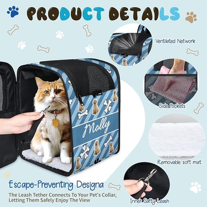 Cat Backpack Carrier-Customizable, Breathable Pet Carrier Backpack for Outdoor Travel/Vet Visits/Daily Use, Adjustable & Secure Design for Small Dogs and Cats Style12