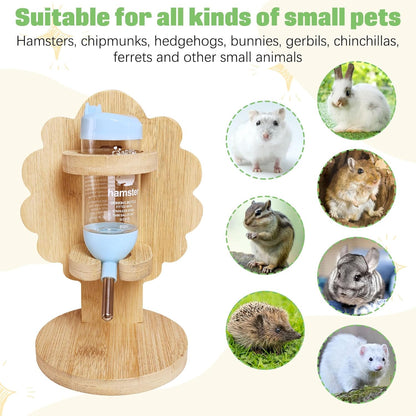 Hamiledyi Small Animal Water Bottle with Adjustable Stand & Hanging Hook - Leak-Proof Rodent Water Dispenser for Hamsters, Guinea Pigs, Gerbils(Style B)