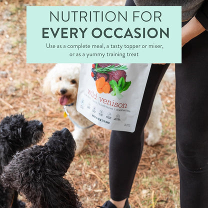 The New Zealand Natural Pet Food Co WOOF Freeze Dried Dog Food - Wild Venison Recipe,High Protein Dog Food Toppers, Freeze Dried Meals & Treats,2.2 lb