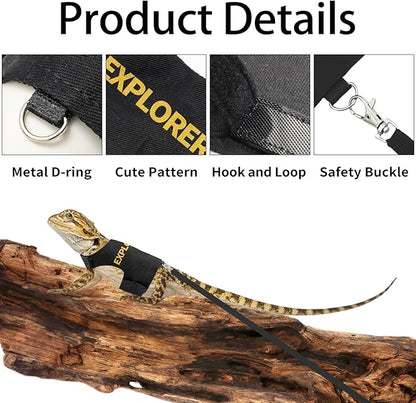 Bearded Dragon Harness and Leash-Bearded Dragon Clothes Lizard Accessories Stuff for Escape Proof Small Animal Reptile Adjustable Harness and Leash Rope for Walking Outdoor