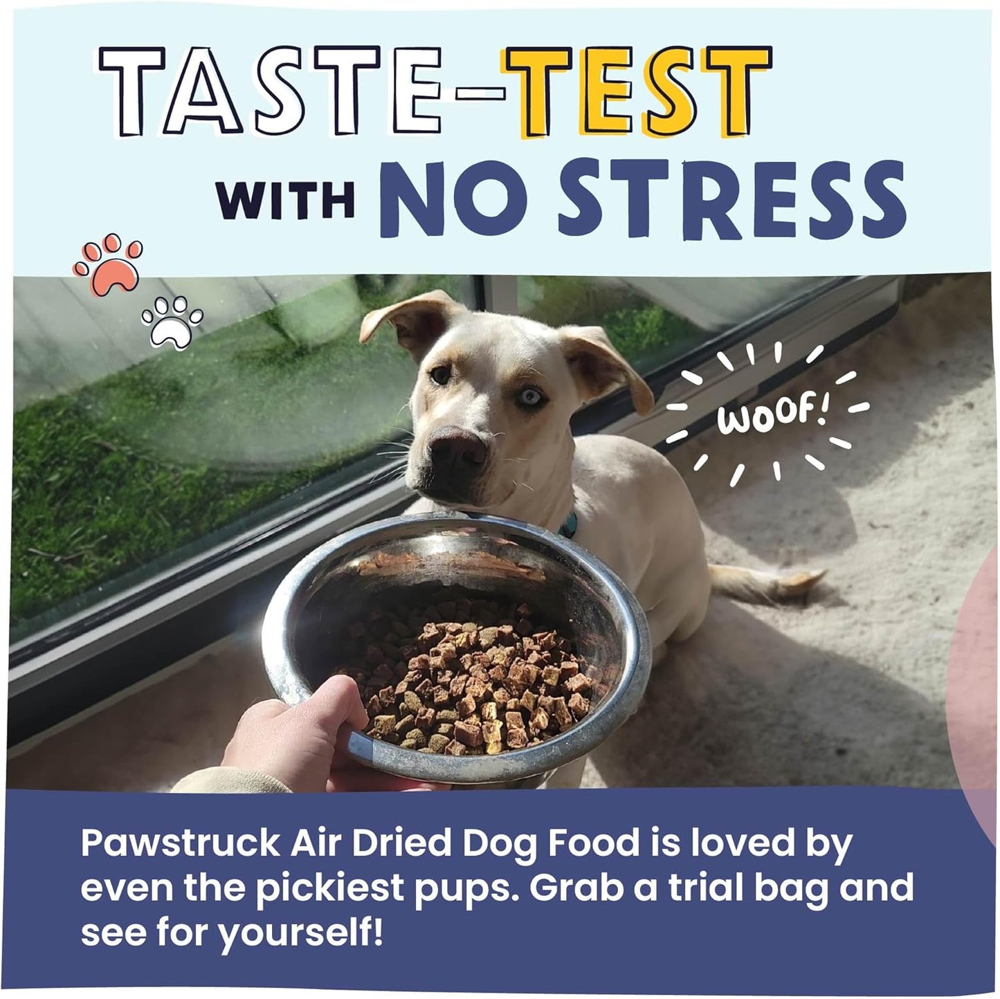 Pawstruck Air Dried Dog Food with Real Beef, Grain Free, Made in USA, Non-GMO, Vet Recommended, High Protein Limited Ingredient Full-Feed, All Breeds & Ages, 2.5oz Trial Bag