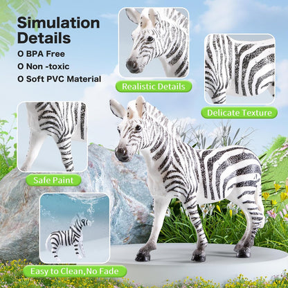 Safari Animals Playset, 41Pcs Jungle Zoo Animal Toys for Toddlers 1-3/Kids 3-5 - Light-Up Sound Lion Basket, Non-Toxic Educational Figurines, Ideal Birthday for Boys & Girls