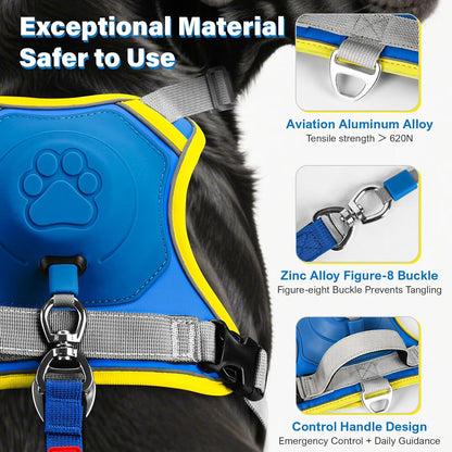 No Pull Dog Harness, 2 in 1 Retractable Harness with Auto-Lock, Reflective Breathable Mesh and Handle, Adjustable Leash Set for Small, Medium,Large Dogs,Cats (Color 2, M)