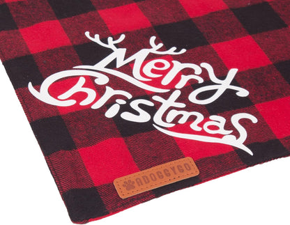 ADOGGYGO Christmas Dog Bandanas, Classic Red Green Plaid Xmas Scarf Triangle Bib, Multiple Sizes Offered, Merry Bandanas for Medium Large Dogs (Large)
