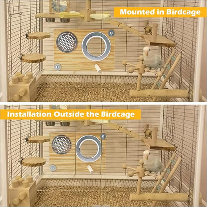 Bird Nesting Box for Window,Transparent Parakeet Nest Breeding Box Parrot Breeding Mating Box Bird Nest Box House Cage Accessories with Wood Perch for Parakeet Budgie Conure Parrot