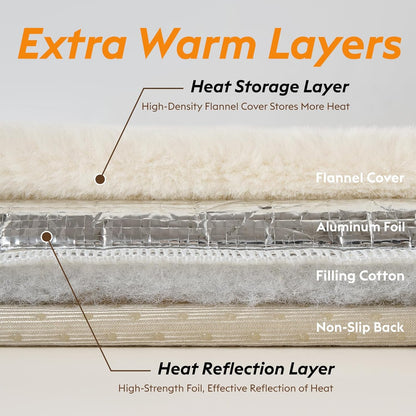Self Warming Cat Bed, Heating Cat Pad, Extra Soft Flannel Surface, Removable ＆ Washable, Thick Thermal Mat with Non-Slip Bottom (Ivory, 24" X 18")