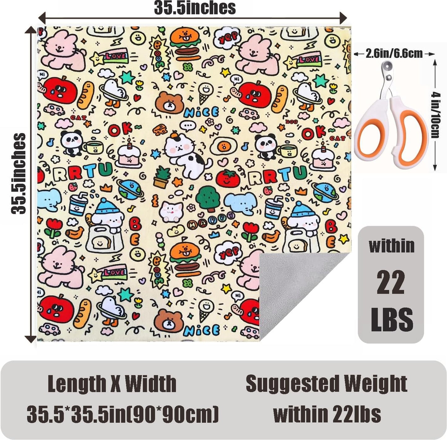 35.5'' Cat Grooming Wrap Cat Wrap for Cutting Nails, Anti-Escape Cat Restraint Wraps for Medicine Nail Clipping Ear Cleaning, Self-Adherent Cat Swaddle Wrap with Nail Clipper - Within 22lbs