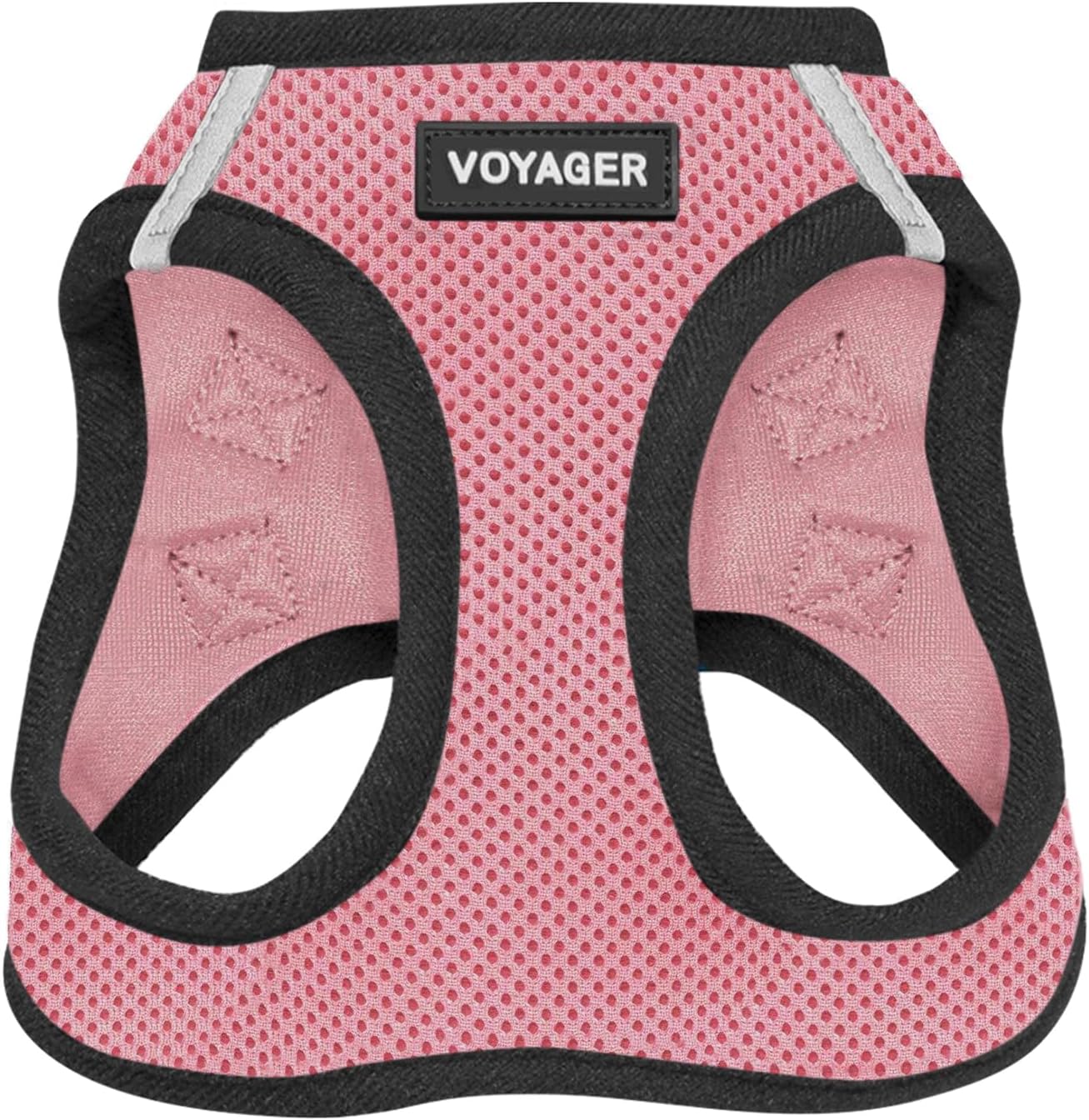 Best Pet Supplies Voyager Step-in Air Harness - All Weather Mesh, Reflective, No Pull Harness for Dogs, Cats - Secure with Hook & Loop Fastener, Buckle, Double D-Rings - Pink/Black Trim, L