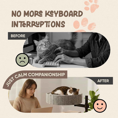 Cat Desk Bed with 360° Rotation & Height Adjustment, 60LB Capacity – Ultra-Plush Desk Mounted Perch Attachment, Table Cat Bed for Computer Desk, Washable Fluffy Hammock