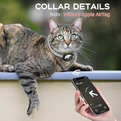 AirTag Cat Collars, Stretchy Collar with Apple AirTag Holder and Bell, Breakaway Ultra Design Elastic GPS Tracking Collars for Cats and Puppies, (7.5-12.5 Inch), Gray