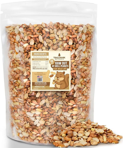 11 LB - Raw Shelled Peanuts for Squirrels, Out of Shell Peanuts for Birds and Wildlife- Squirrel Food, Wild Bird Seed - Grown in The USA