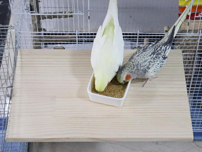 21.7 × 13.8 Inches Large Bird Perch Stand Platform, Natural Wooden Small Animals Cage Accessories, Rectangle Stand Perch Shelf for Parrot Parakeet Cockatiel Rat Hamster Guinea Pig Conure Chinchillas