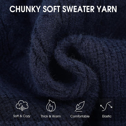 Queenmore Large Dog Sweater for Girl or Boy, Christmas Sweatshirt, Winter Puppy Knitwear, Pet Chunky Warm Coat for Small Medium Dogs, NavyBlue L