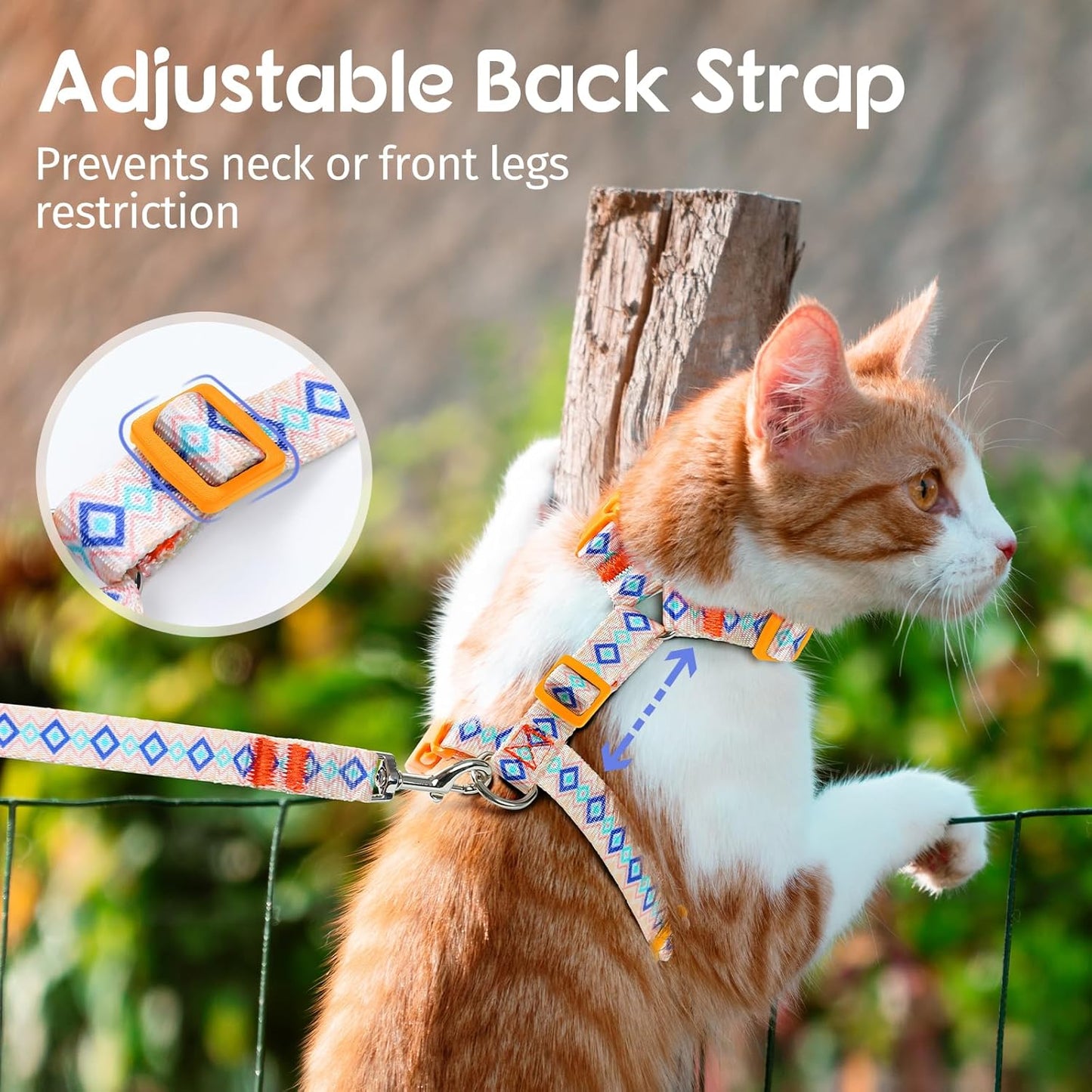 Dooradar Cat Harness and Leash, Escape Proof Adjustable Kitten Vest, Lightweight Soft Pet Straps, Easy Wearing for Small Medium Kitty Safe Walking Travel Control, White, S