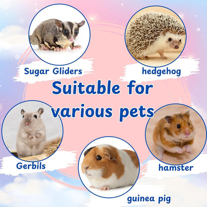 Hamster Water Bottle Stand with Food Bowl, 2 in 1 Automatic Water Bottle No Drip and Food Dispenser, Hamster Cage Accessories, Rat Enrichment Toys, Guinea Pig Accessories for Cage (Blue, 125ml)