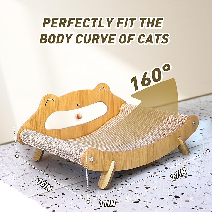 Extra Large Cat Scratcher Bed Lounge for Indoor Cats – Sisal Scratch Pad, Cat Lounger Couch Chair, Kitten Kitty Play Hammock, Feline Furniture, XL XXL Bigger Giant Curved Board (X-Large)