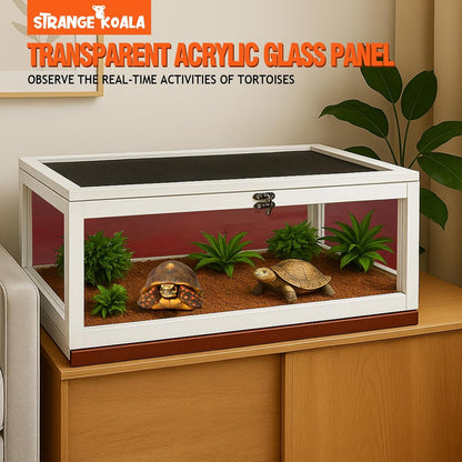 Tortoise Habitat Indoor,Outdoor Reptile Enclosure,Wooden Tortoise House Outdoor,Tortoises Enclosure Indoor (White+red)