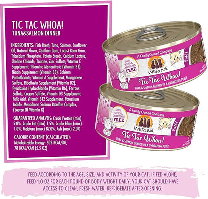Weruva Wet Cat Food, Tic Tac Whoa with Tuna and Salmon Pate, 5.5oz Can, Pack of 8