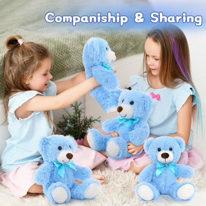 MorisMos 6Pcs Teddy Bears Bulk Baby Shower, 14inch Cute Teddy Bear Stuffed Animals Plush, Small Stuffed Bears on Centerpiece Baby Shower, Blue