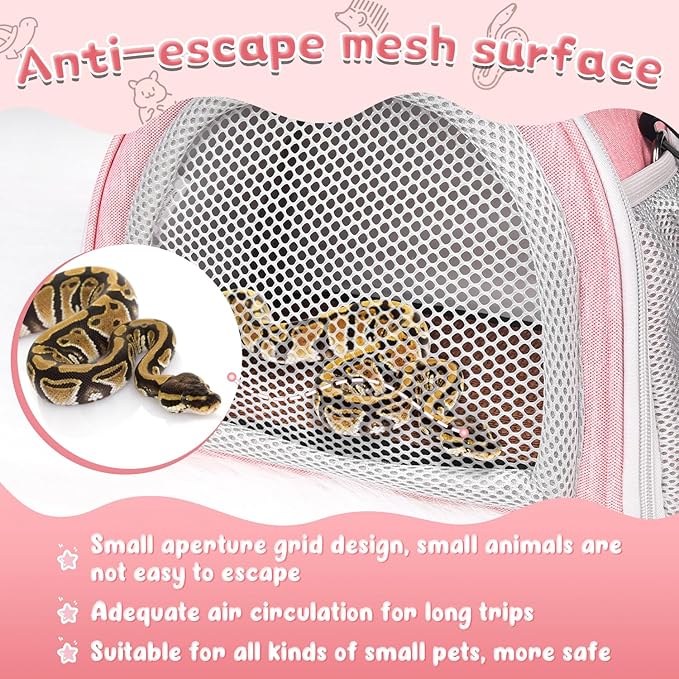 YUDODO Hamster Carrier Guinea Pig Carrier Bag Small Animal Sugar Glider Pouch Gerbil Hedgehog Portable Travel Carrier Outdoor Hangbag Flying Squirrel Rat Carrier Pink