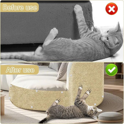 Cat Scratch Mat,118.5"x15.9" Trimmable Self-Adhesive Cats Scratch Carpet,Couch Protector from Cats Claw, Cat Scratch Furniture Protector, Indoor Furniture Protection for Chair, Wall, Sofa (Beige)