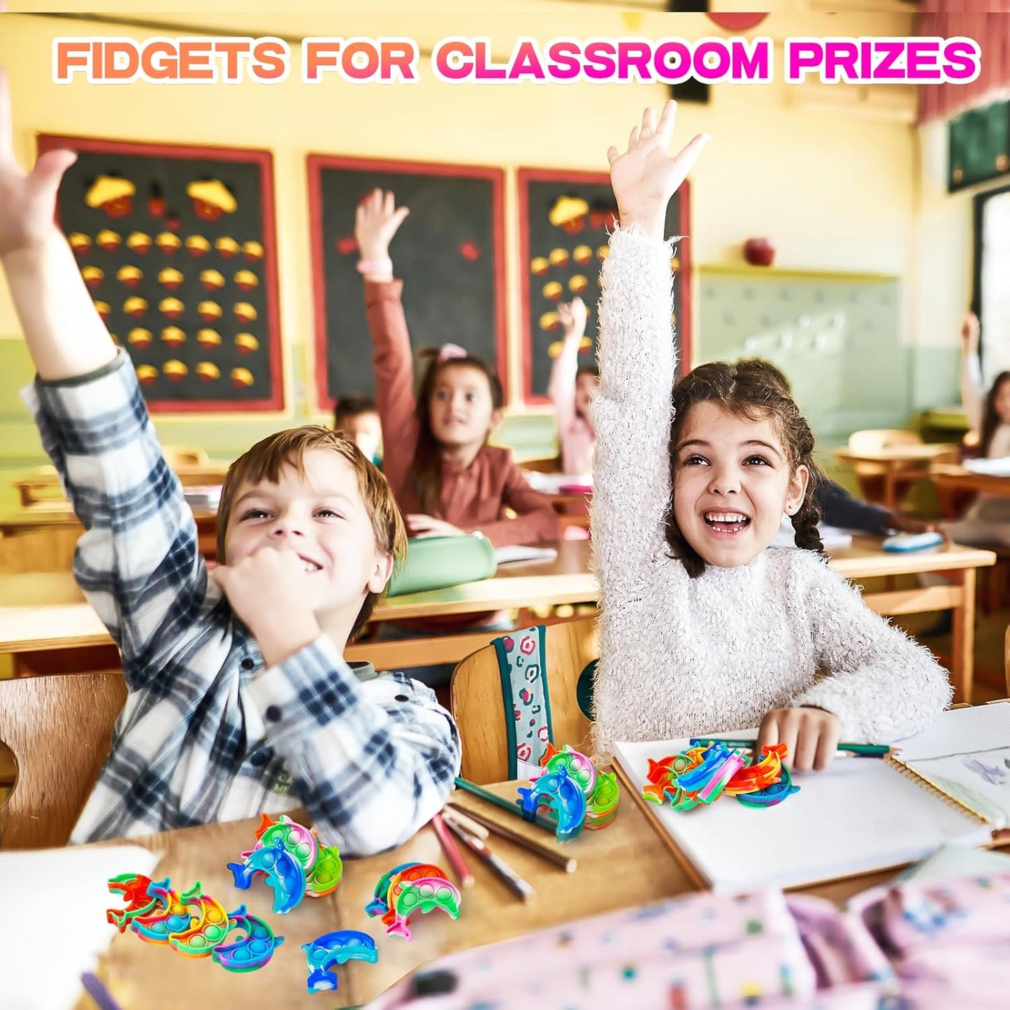 Pop Fidget Toys Bulk Its Kids Party Favors 30 PCS Cute Dolphin Mini Pop Keychain It Sensory Fidget Toy Pack Fidgets for Classroom Prizes for Kids Students Carnival Prizes Birthday Goodie Bag Stuffers