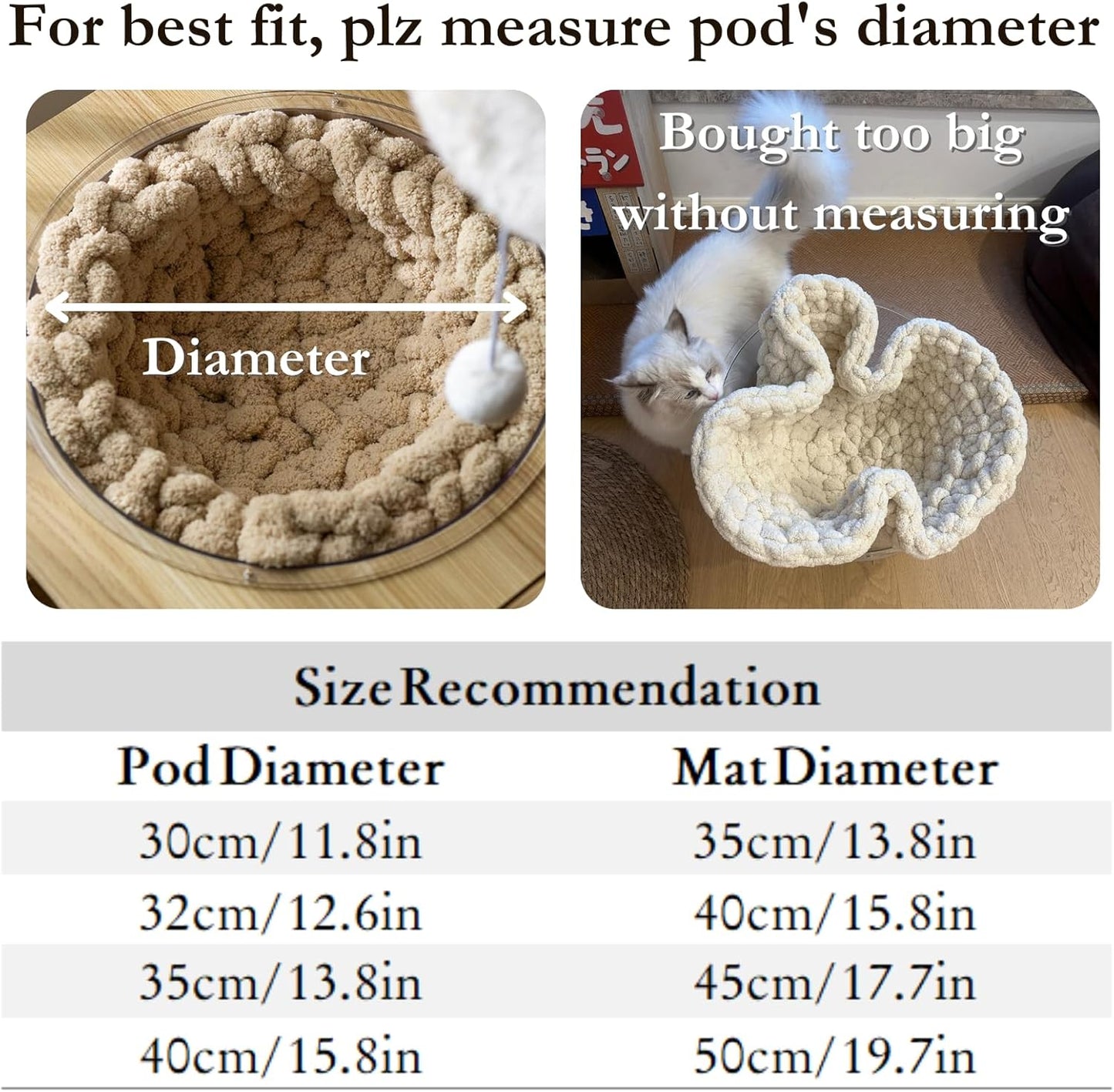 Cat Knitted Bed Mat, Extra-Soft Washable Warm Round Pads Cushions for Indoor Kittens, Cat Trees Towers, Perfect for Kneading and Sleeping (Yellow,XL)